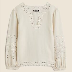 NWT J.Crew Bungalow embroidered top in linen